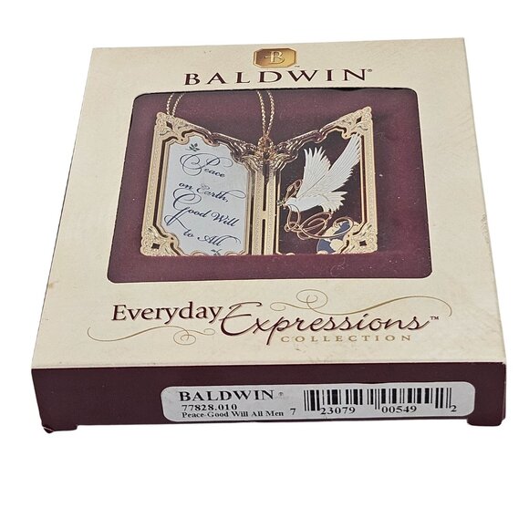 Baldwin Ornament Brass Everyday Expressions Peace Good Will To Men Christmas - Picture 9 of 12